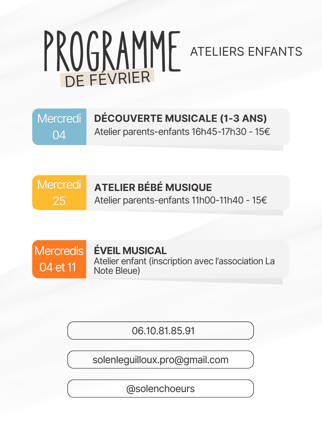 Agenda du mois en cours